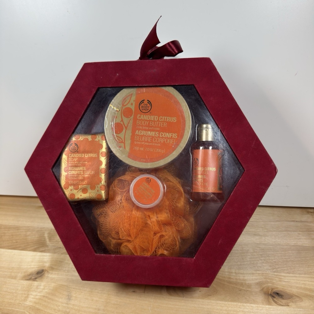 VTG The Body Shop Candied Citrus Body Butter Shower Gel Soap Lip Balm Gift Set
